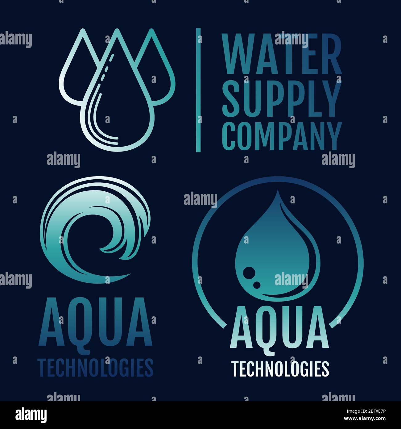 Clean water logo collection. Water supply and aqua labels. Vector
