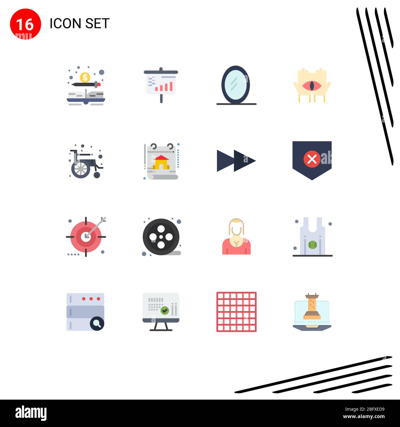16 Flat Color concept for sites Mobile and Apps calendar, wheel