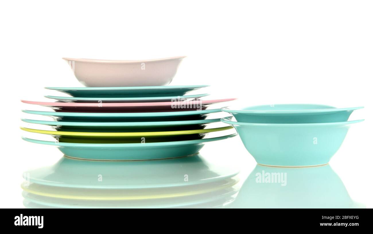 Color plates isolated on white Stock Photo - Alamy