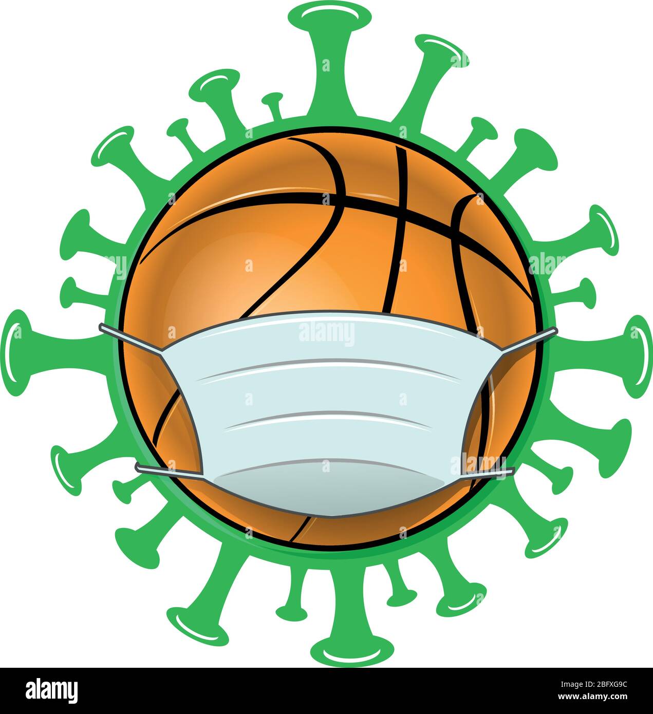 Download Basketball Illustration With Mask Over Covid19 Background Stock Vector Image Art Alamy PSD Mockup Templates