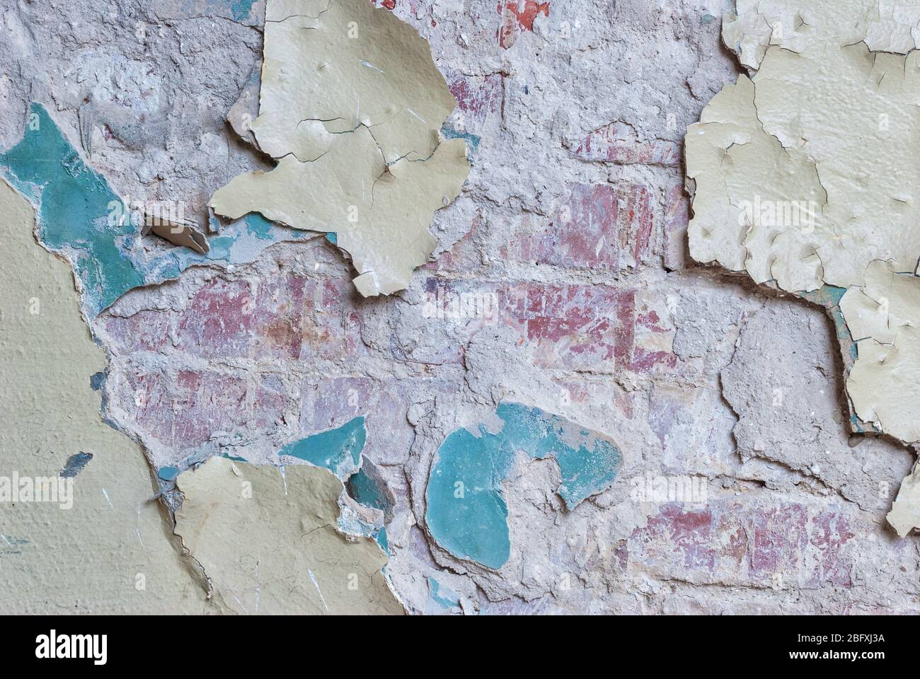 Old brick wall with peeling paint as texture background Stock Photo - Alamy