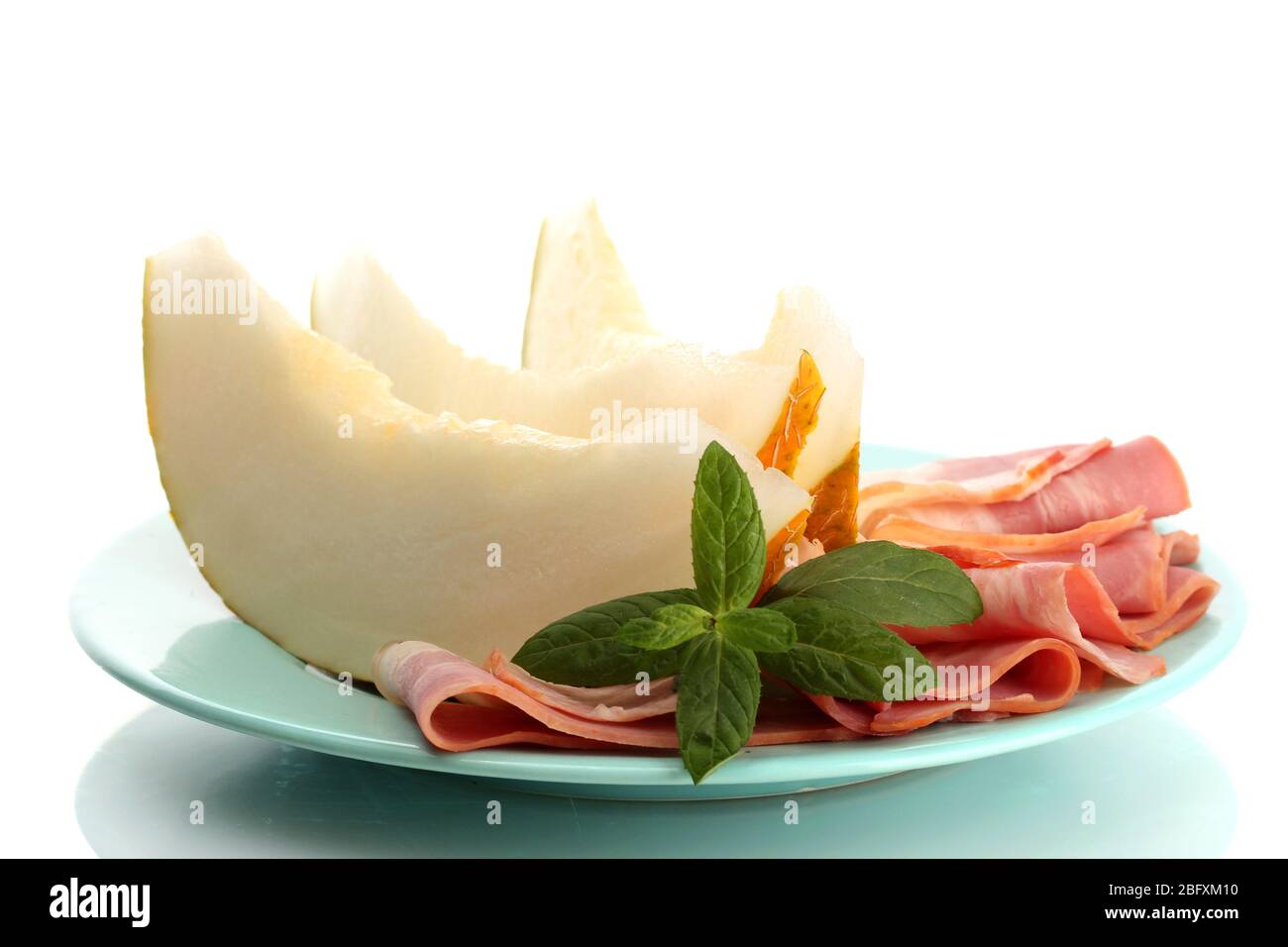 parma ham and melon, isolated on white Stock Photo Alamy