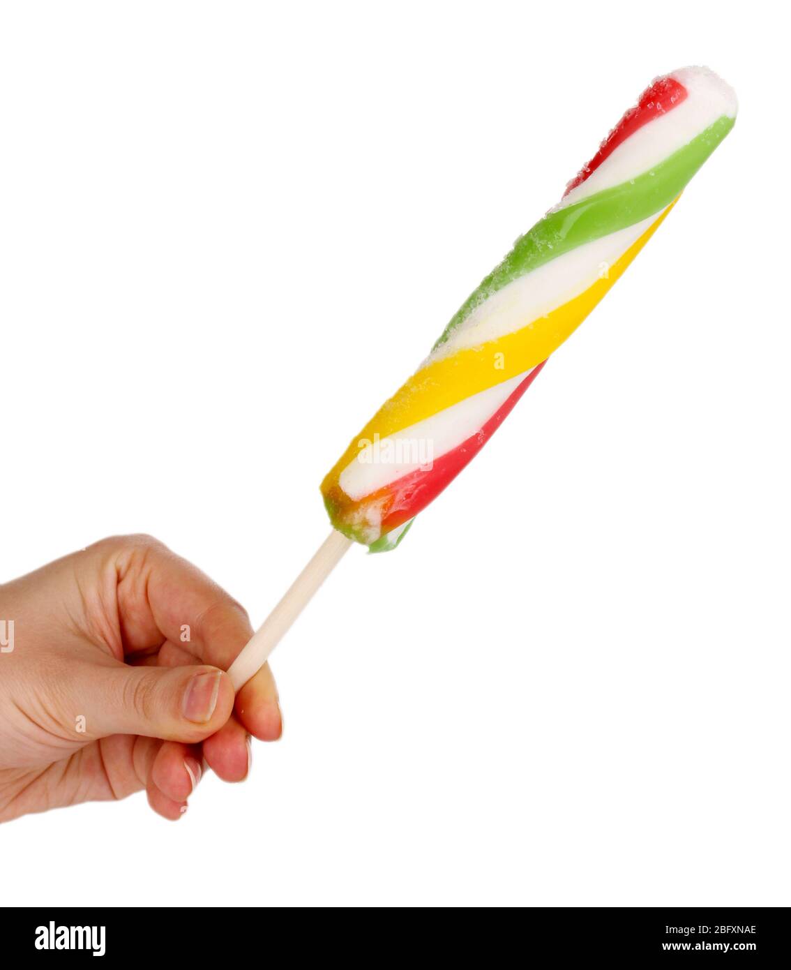 Colorful fruit juice ice cream in hand isolated on white Stock Photo Alamy