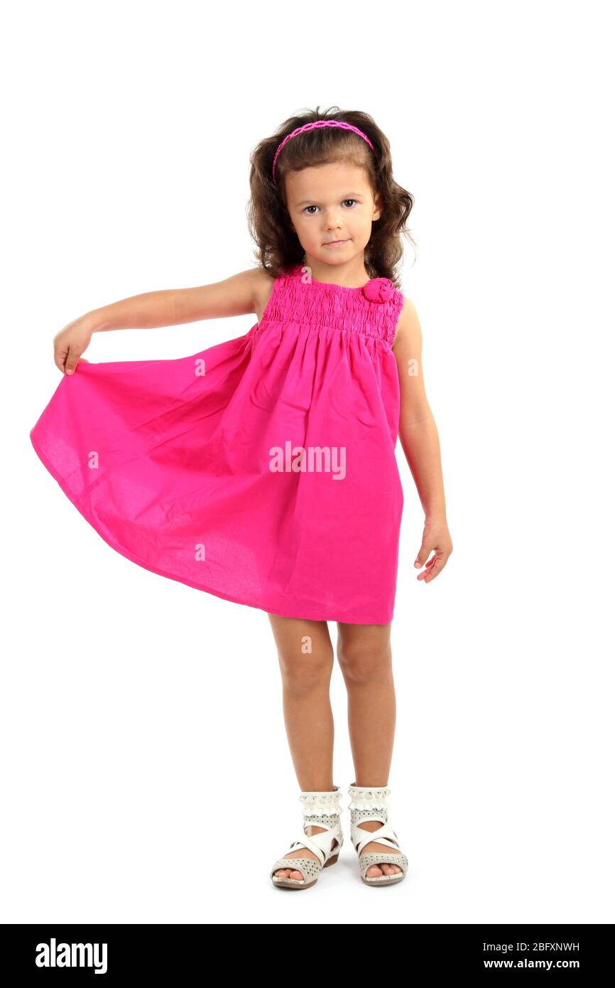beautiful little girl in dress isolated on white Stock Photo - Alamy