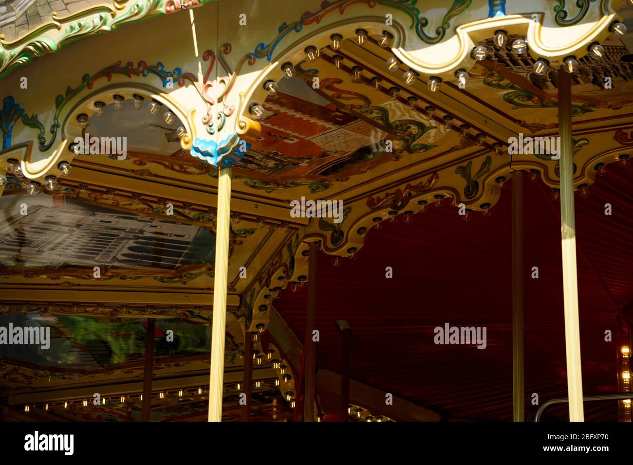 Details of a traditional carousel at the funfair.Carousel