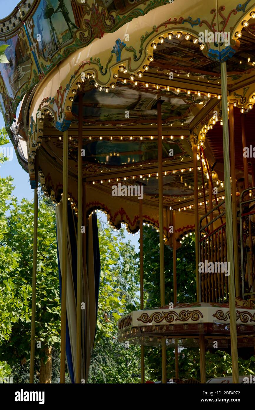 Details of a traditional carousel at the funfair.Carousel