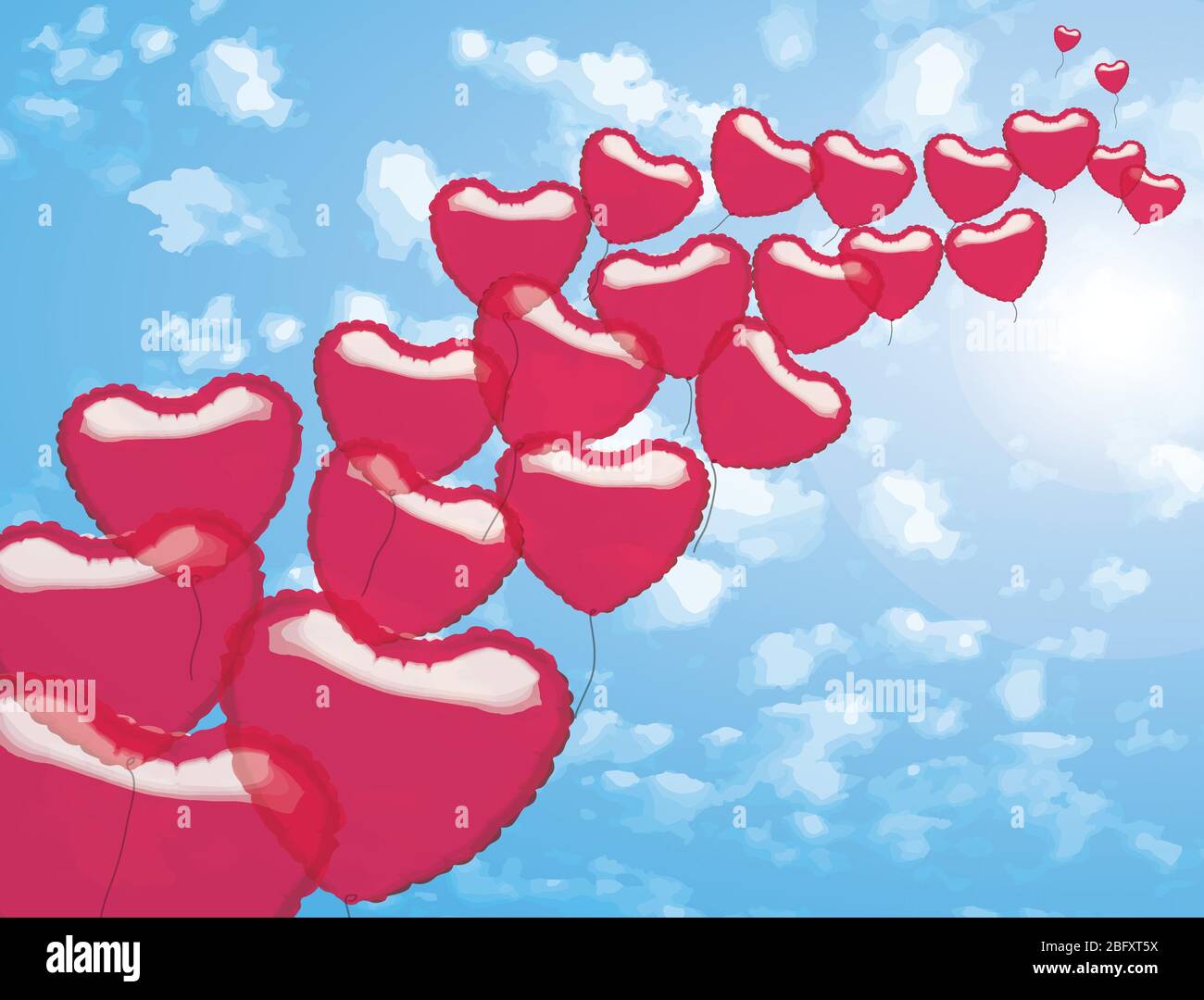 heart balloon balloon sky red love valentine Stock Vector