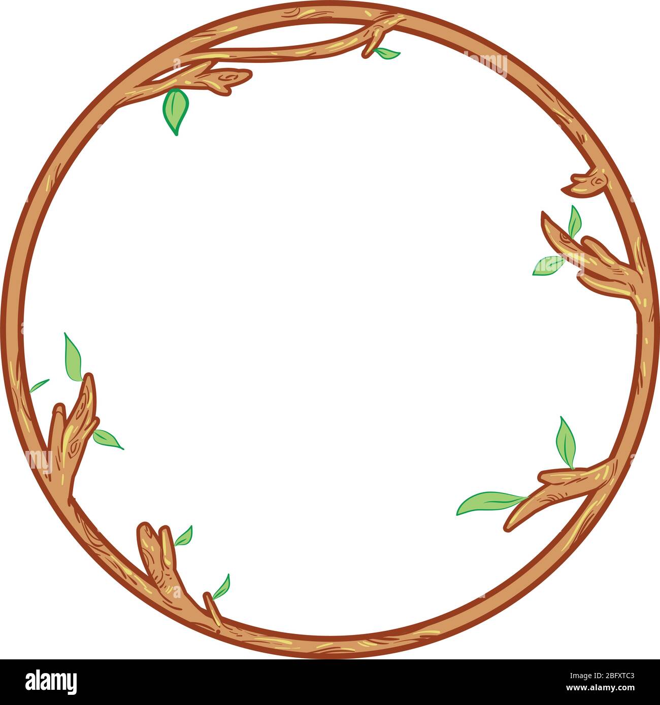 circular wooden frame isolate on white background Stock Vector