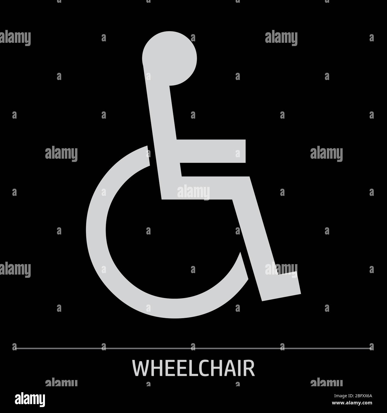 Wheelchair icon illustration on gray background with label Stock Vector ...