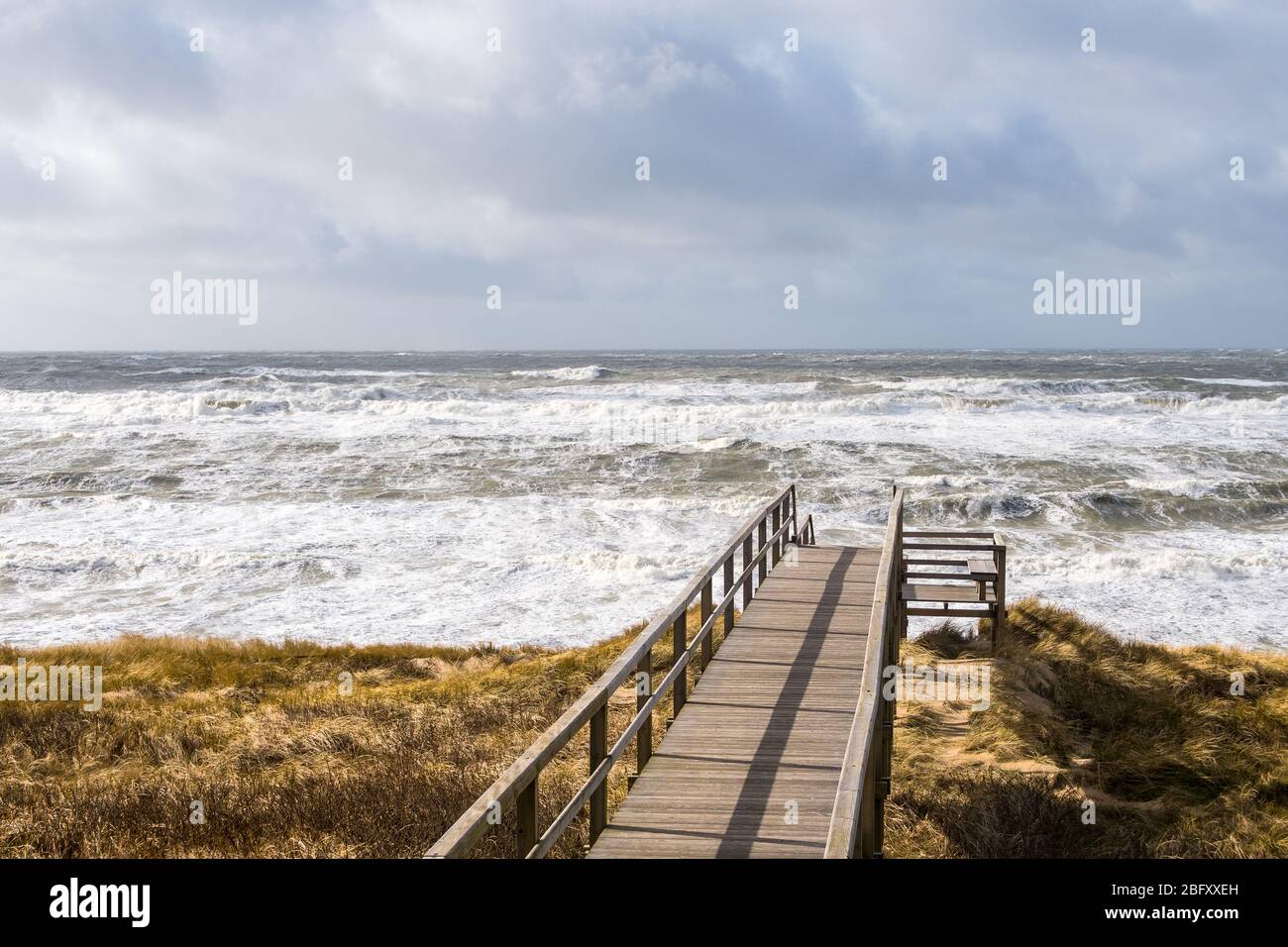 view on stormy north sea at hurricane weather Stock Photo
