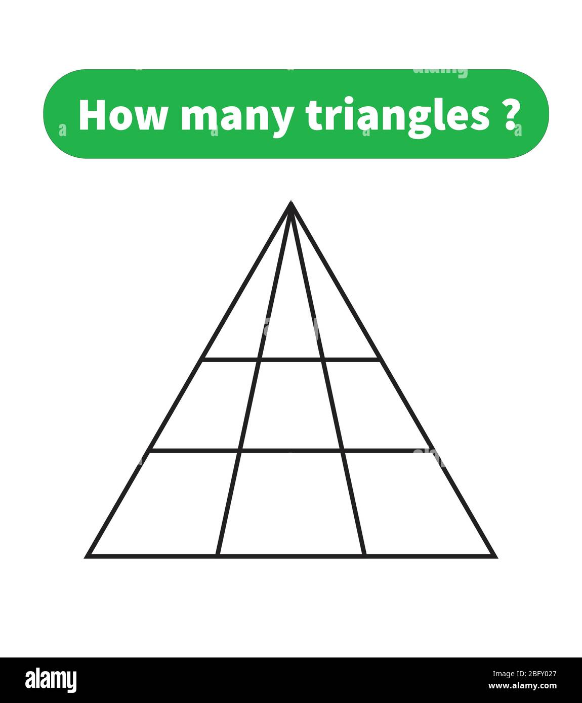 Educational math game. how many triangles? mathematical puzzle Stock