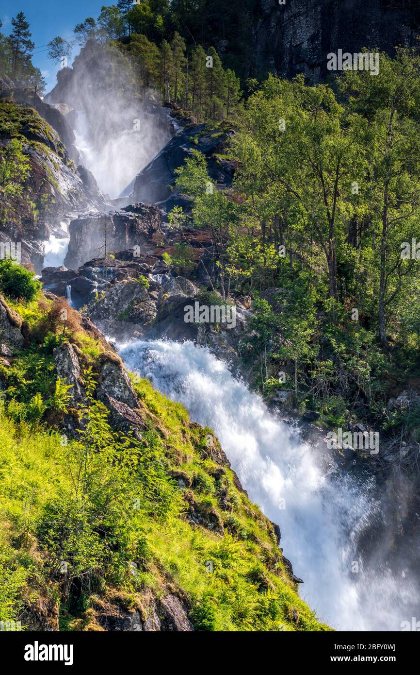 Norway, in the summer, the wondeful Latefossen, Southern Norway Stock Photo