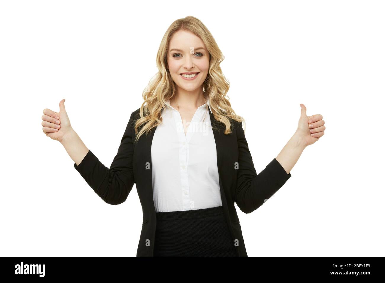 Standing businesswoman thumbs up hi-res stock photography and images ...