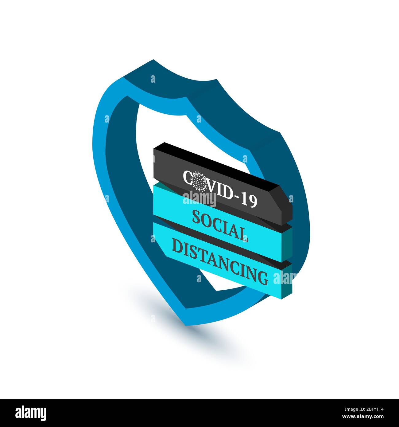 Social distancing banner. Shield with the sign Stock Vector Image & Art ...