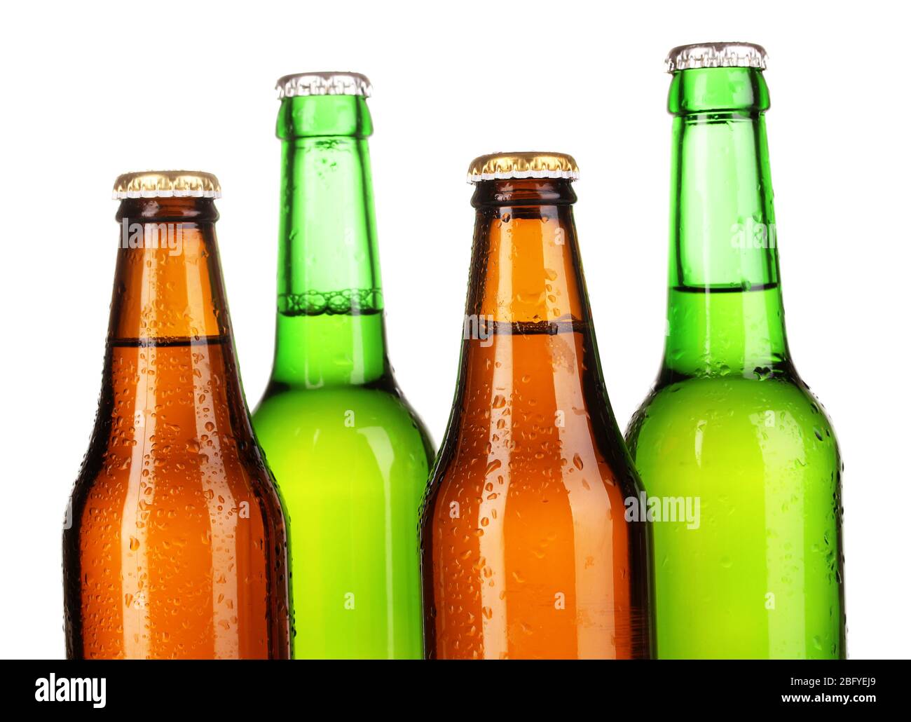 Coloured glass beer bottles isolated on white Stock Photo Alamy