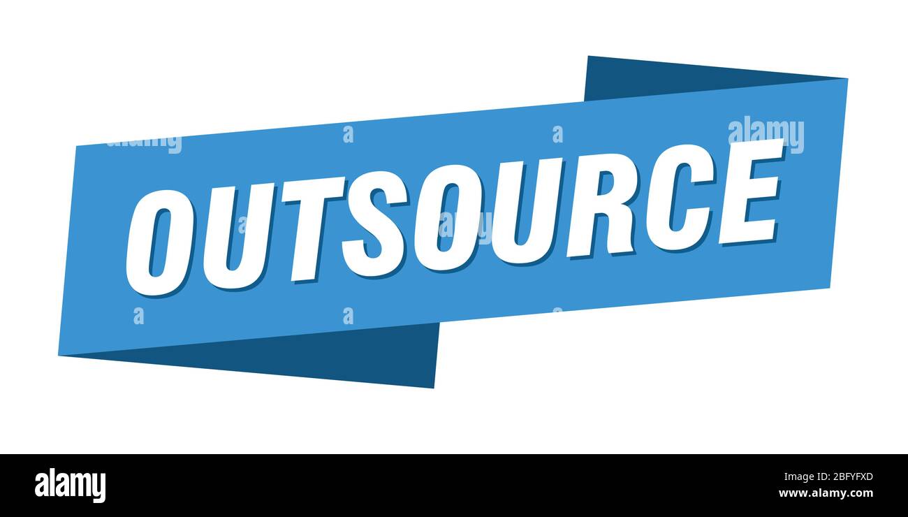 outsource banner template. outsource ribbon label sign Stock Vector