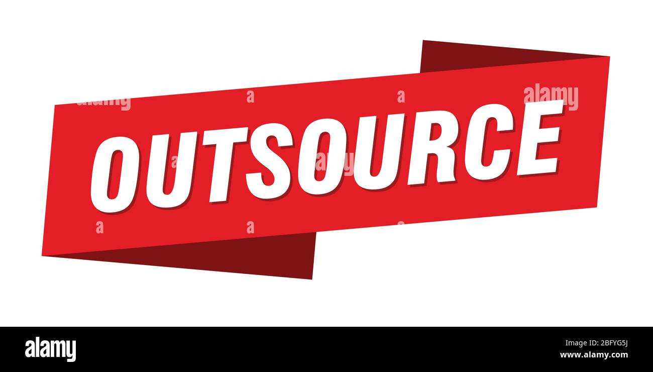 outsource banner template. outsource ribbon label sign Stock Vector