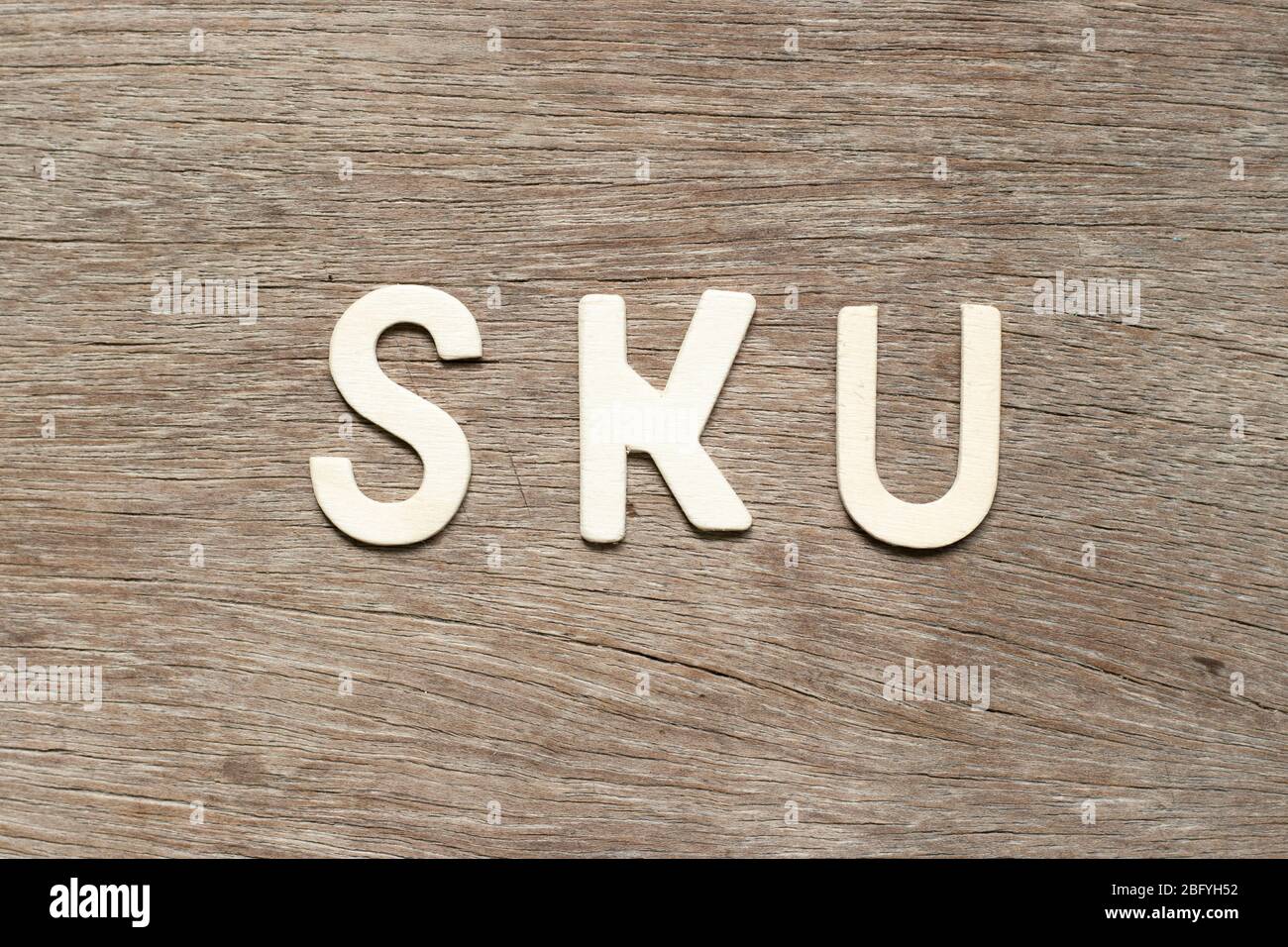 Alphabet letter in word SKU (abbreviation of stock keeping unit) on