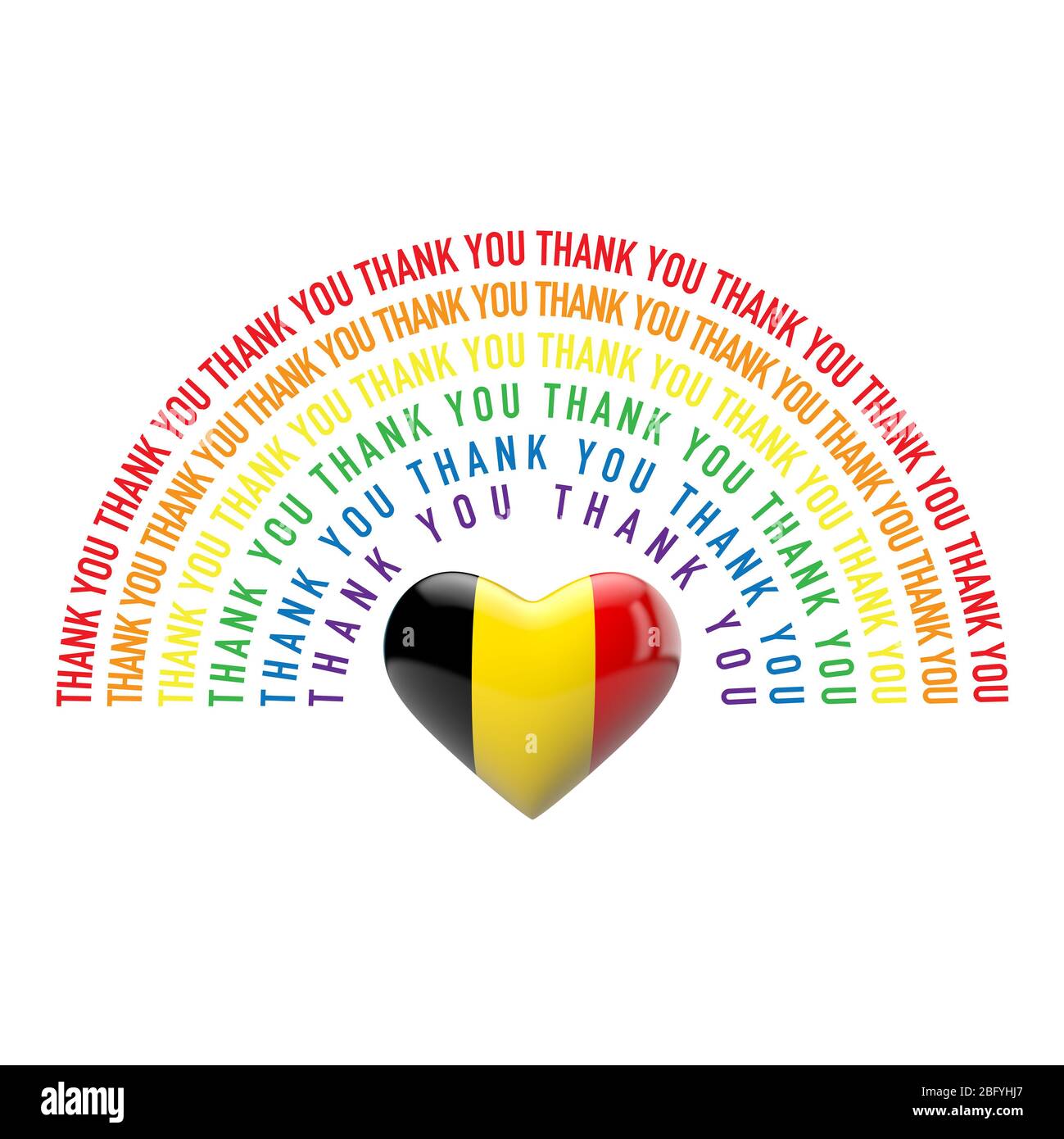 Thank you rainbow with belgium flag heart. 3D Rendering Stock Photo Alamy