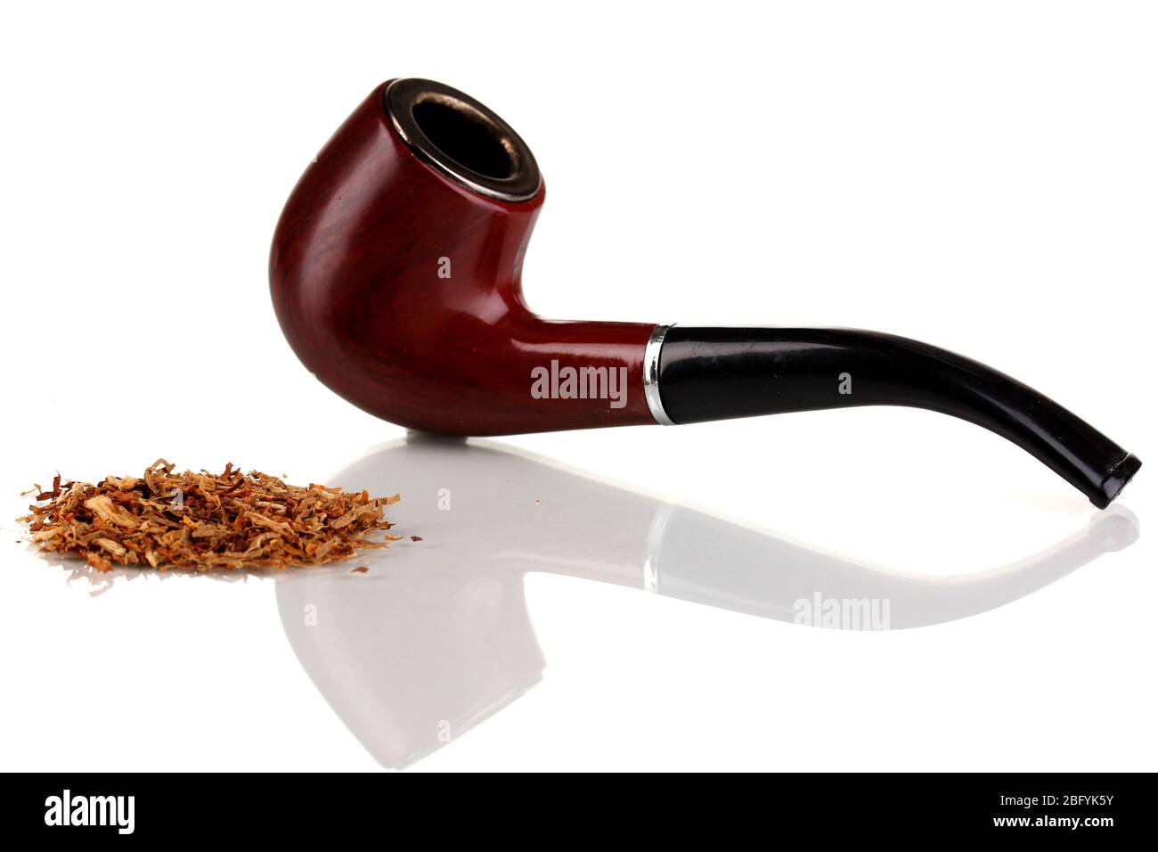 Smoking pipe and tobacco isolated on white Stock Photo Alamy