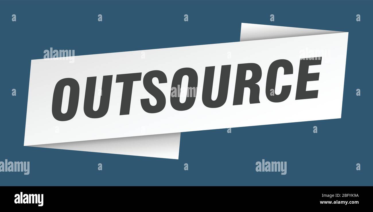 outsource banner template. outsource ribbon label sign Stock Vector