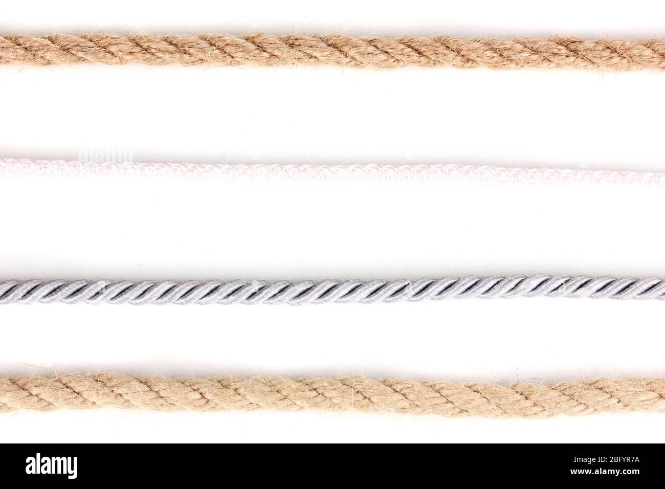 Collection of various ropes isolated on white Stock Photo - Alamy