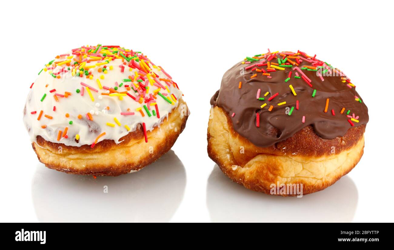 Tasty donuts isolated on white Stock Photo