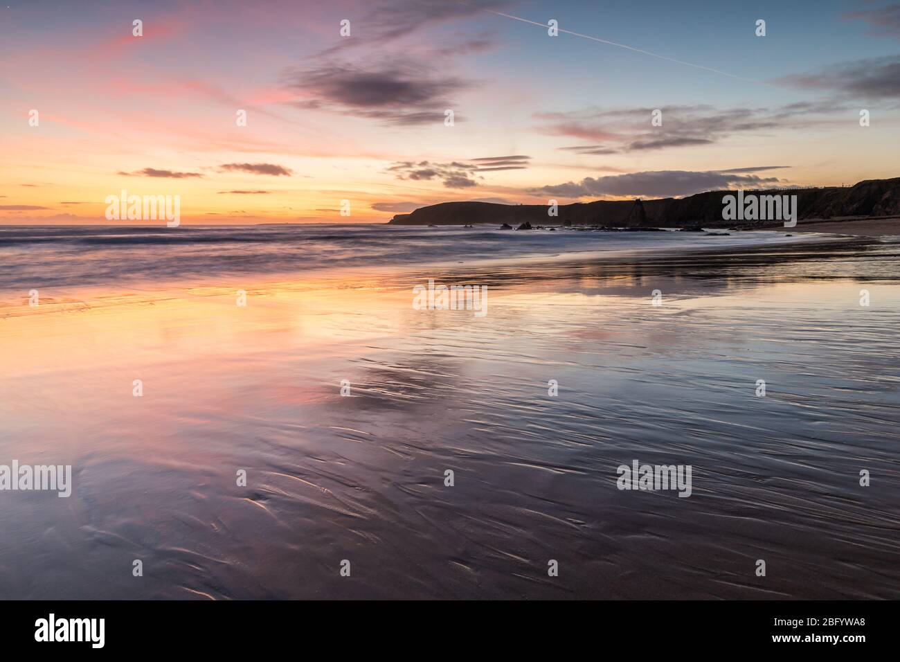 Sunset at Carnivan Beach Wexford Ireland Stock Photo