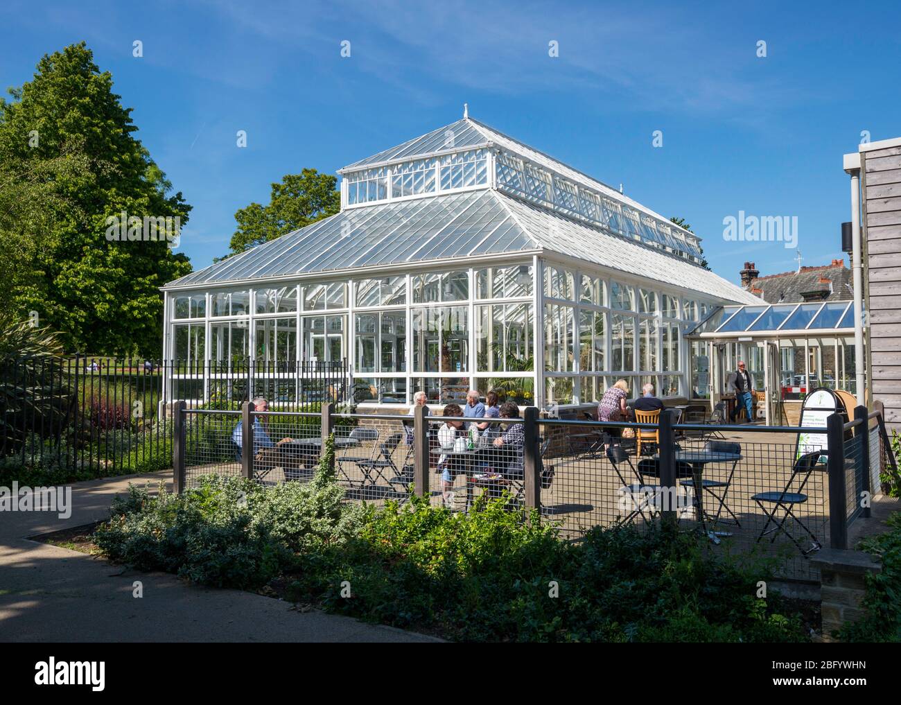 The restored conservatory, now the Park Cafe, in Greenhead Park