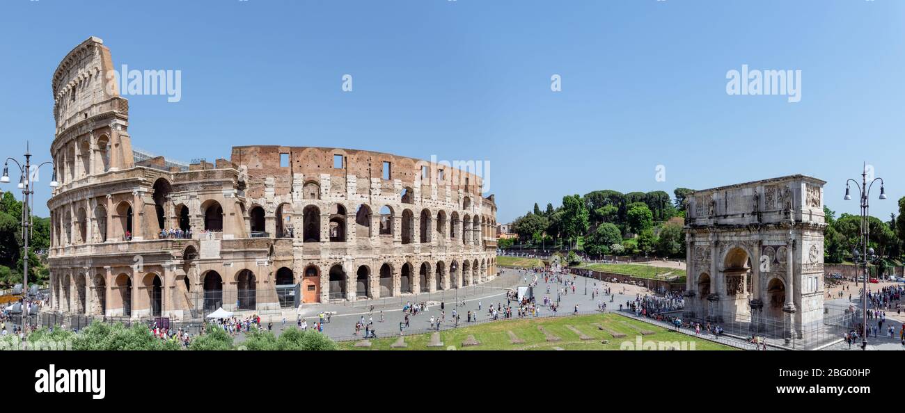 Colosseum and Triumphal Arch of Constantine - Rome, Italy Stock Photo