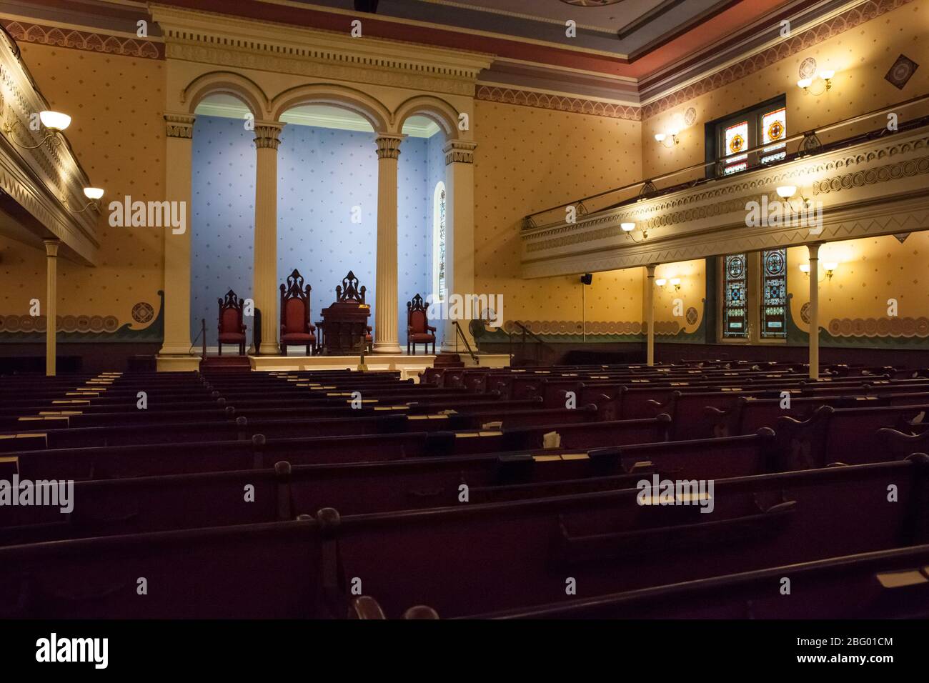 Horizontal view of the interior of the Presbiterian Church at Old Pine St,  Philadelphia, Pennsylvania Stock Photo
