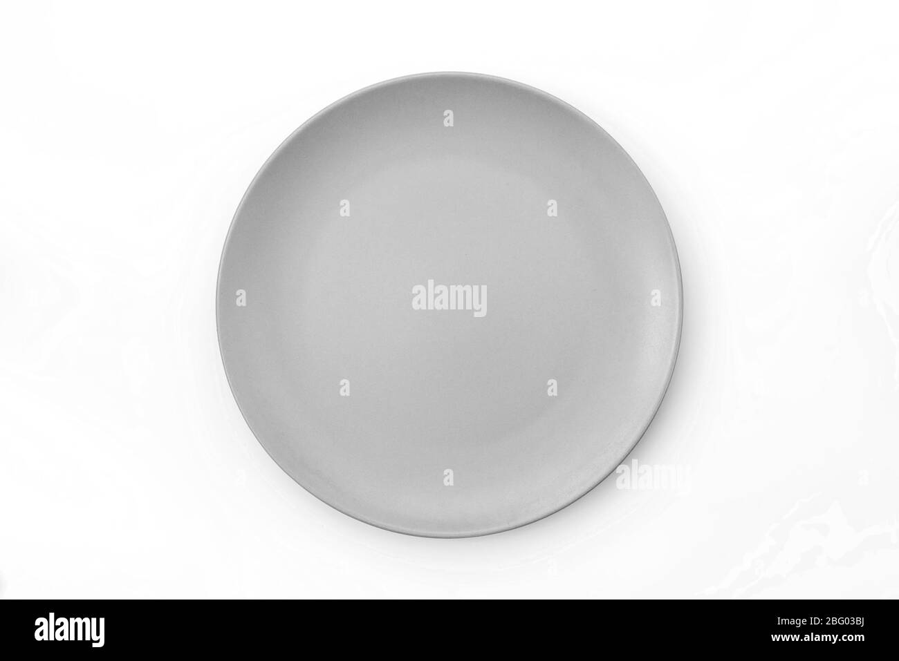 Empty Gray plate isolated on white background top view Stock Photo