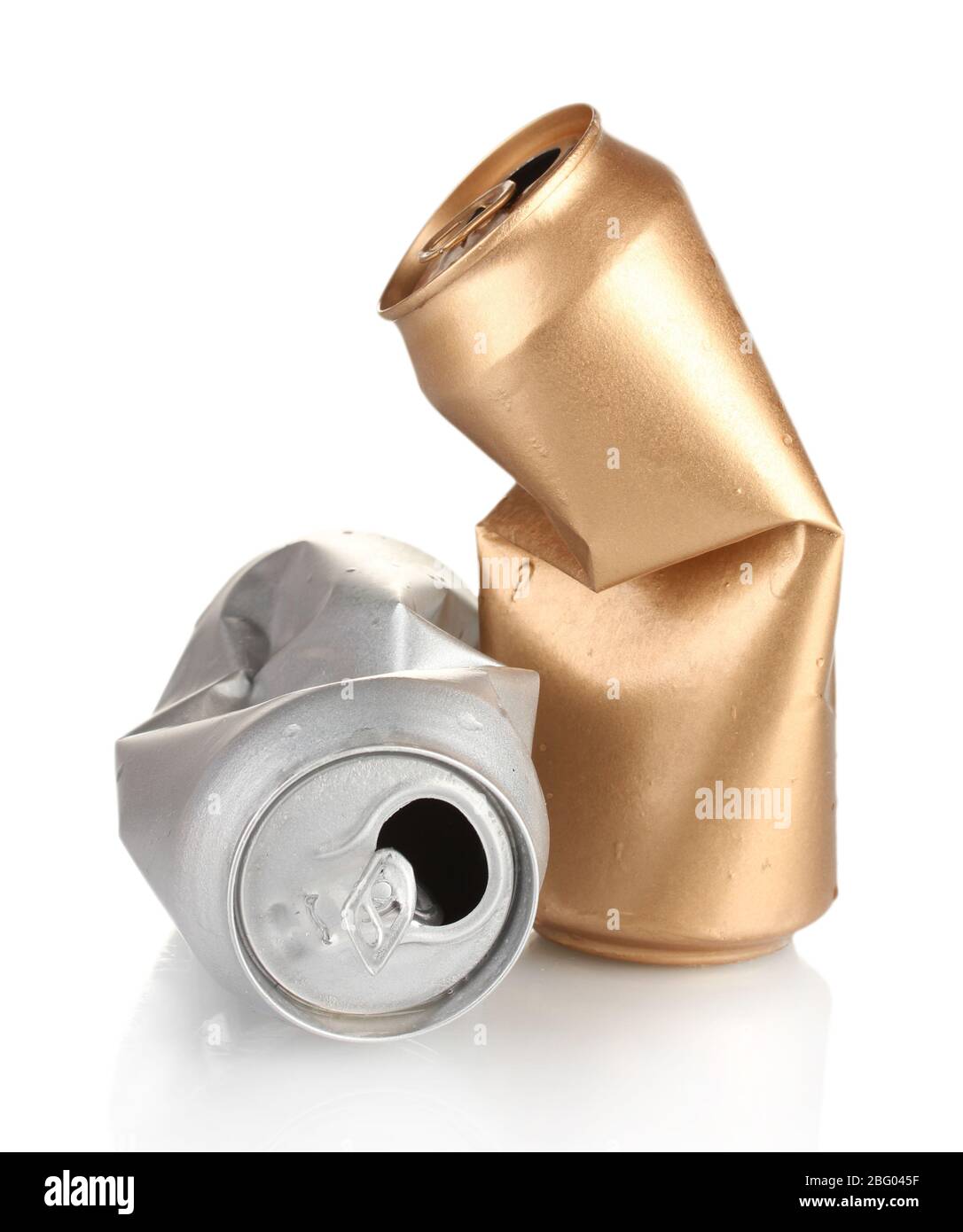 crumpled empty can isolated on white Stock Photo