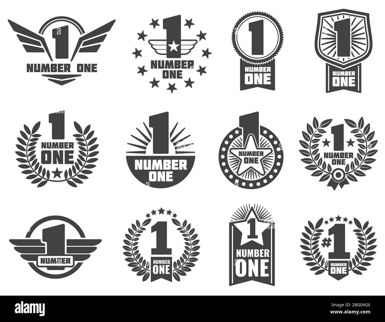 Vector number one retro corporate identity logos and labels. Set of one