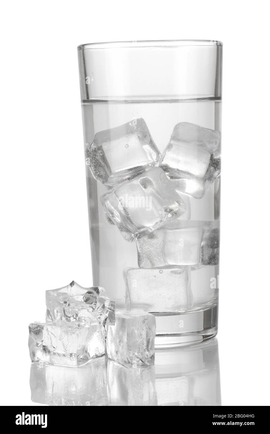 Ice cubes in glass isolated on white Stock Photo - Alamy