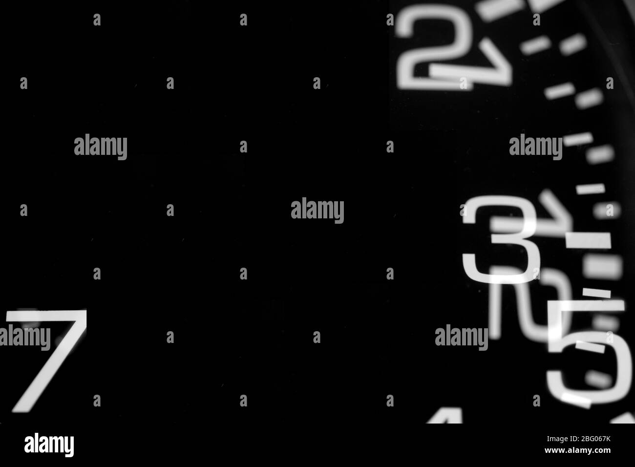 double exposure of a black clock showing numbers Stock Photo Alamy