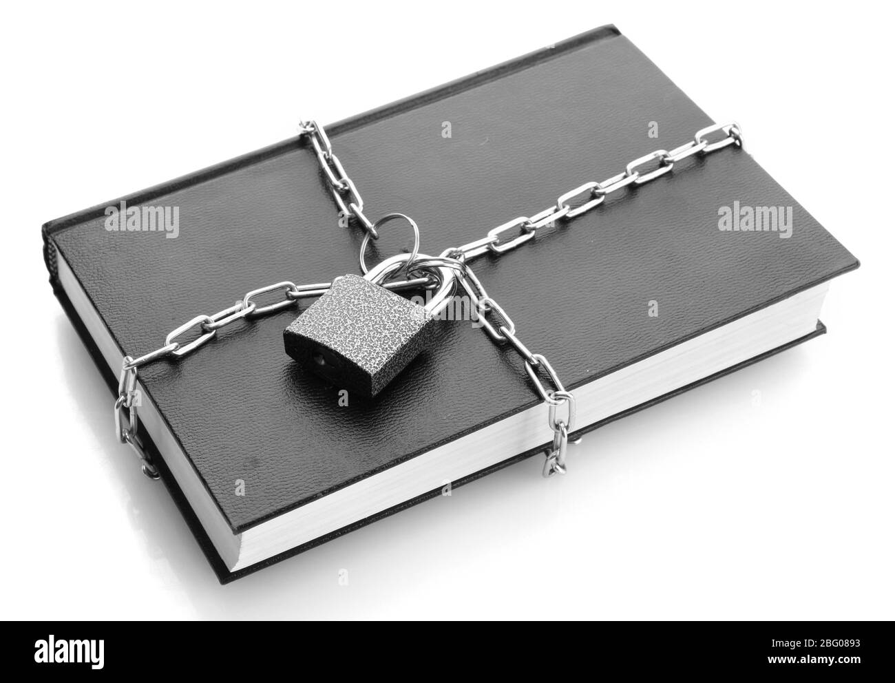 black book with chain, isolated on white Stock Photo