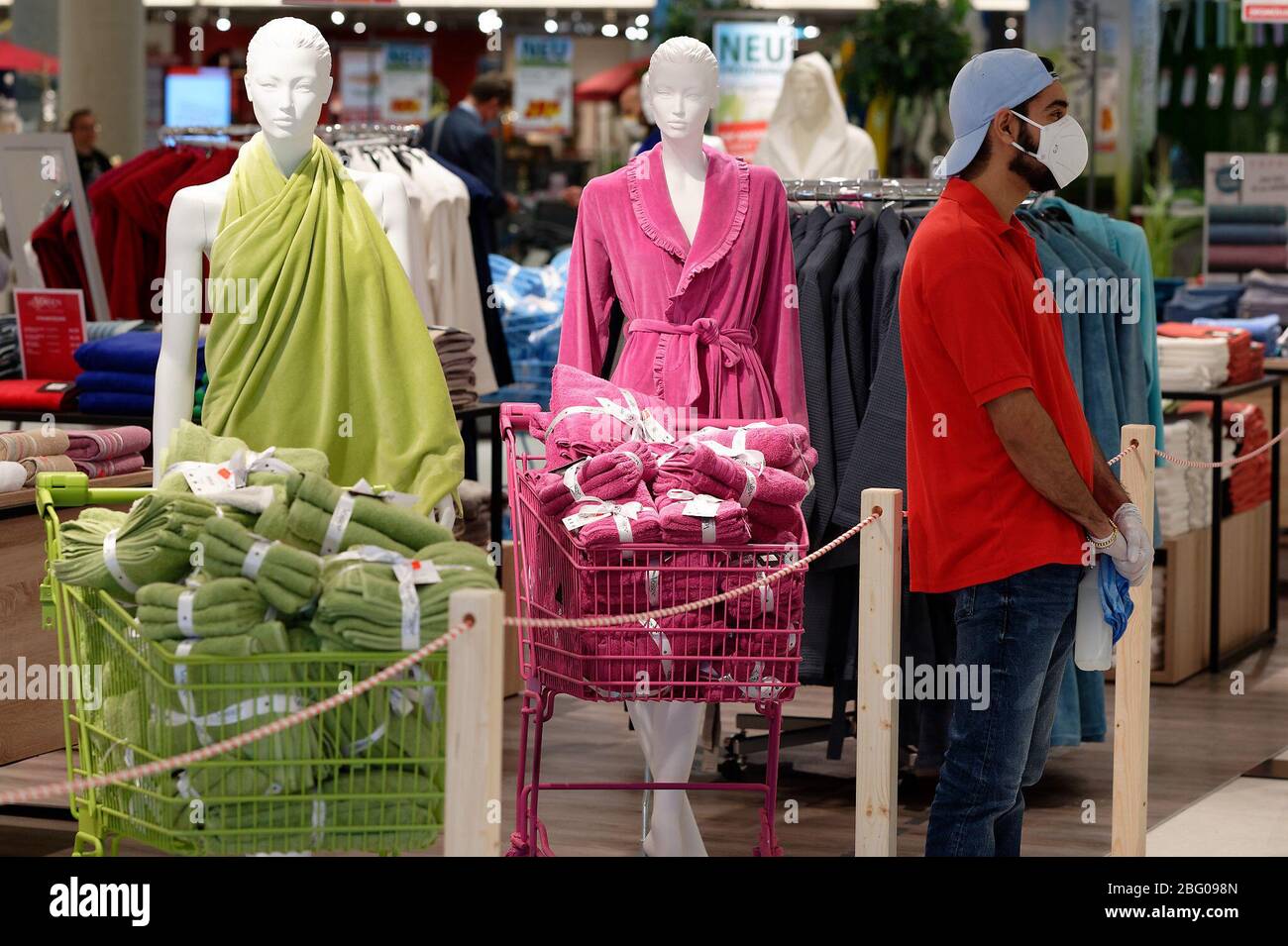 Pulheim Germany th Apr An Employee Stands With A Face Mask In The Segmuller Furniture