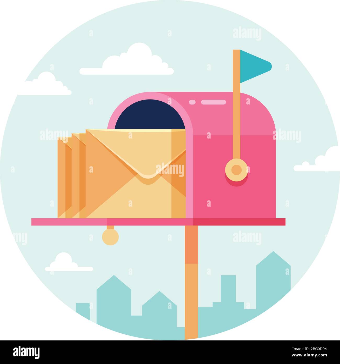 Letterbox with envelopes. Vector mail box. Postal sending and receiving