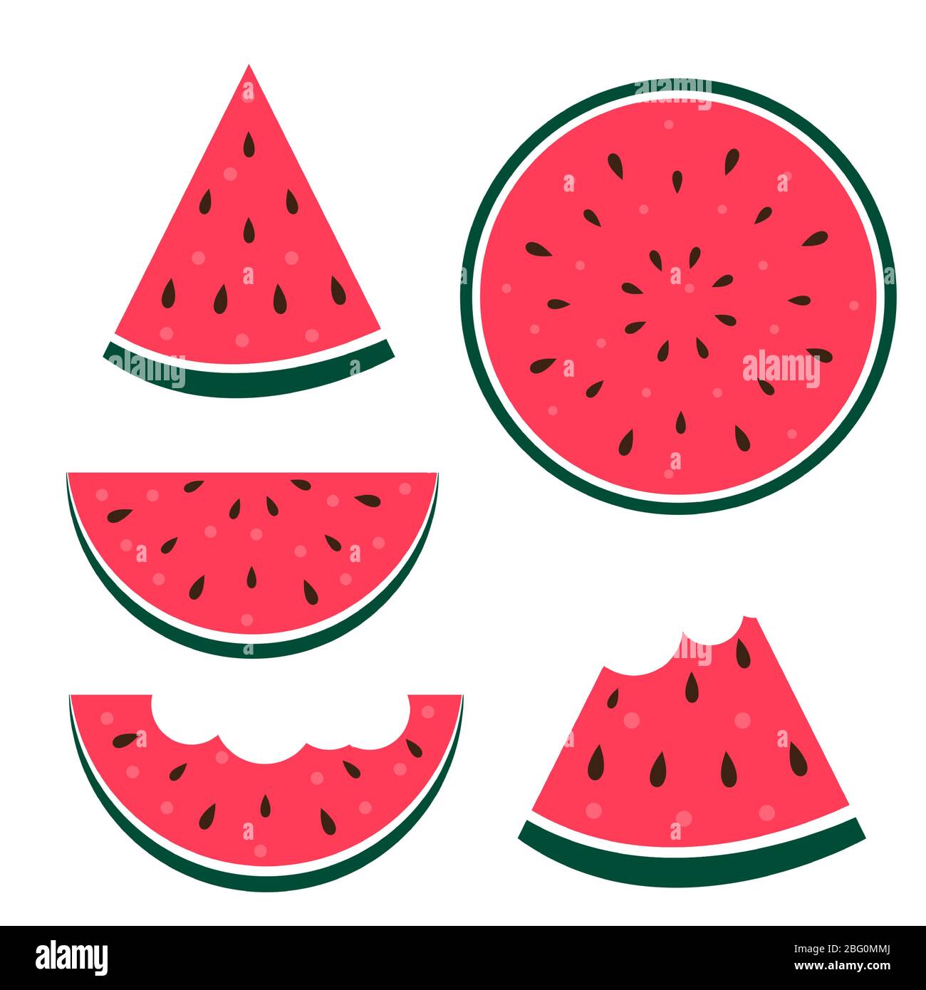 Watermelon Icon Collection Set on White Background. Vector Illustration ...