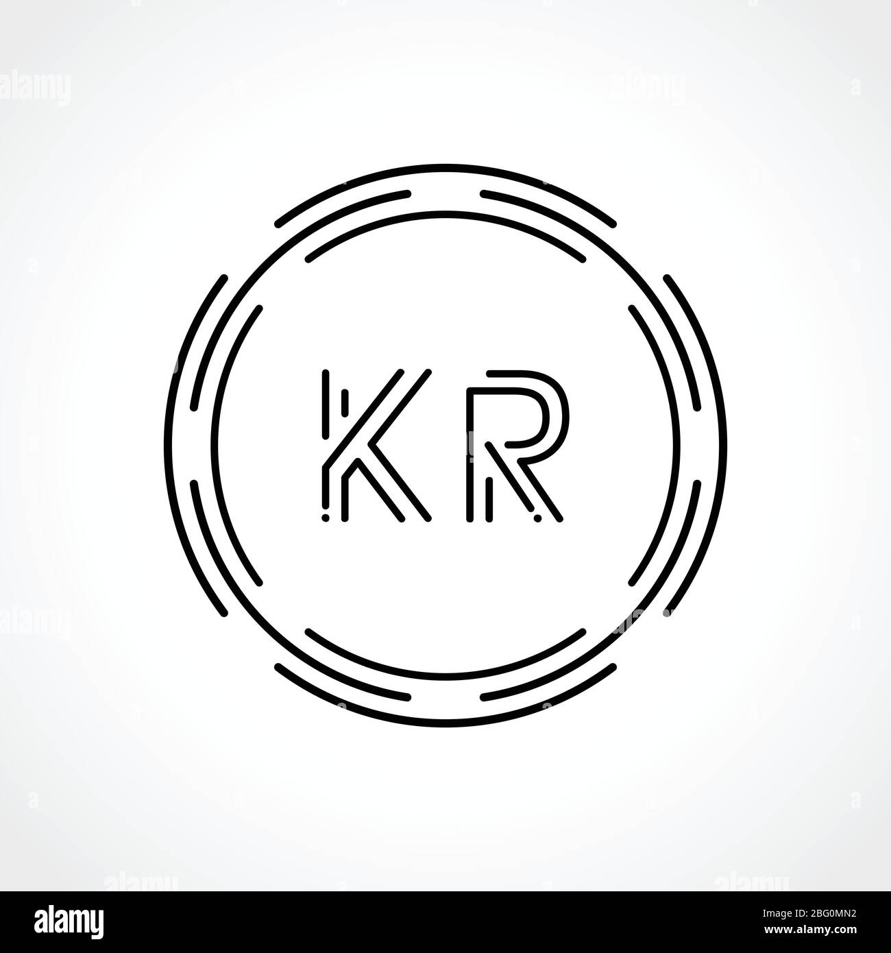Initial Letter KR Logo Design vector Template. Digital Abstract KR Circle Logo Design Vector Illustration Stock Vector