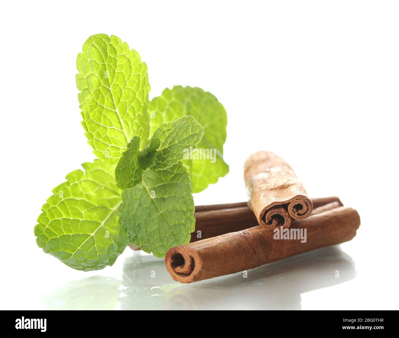 Mint with cinnamon isolated on white Stock Photo - Alamy