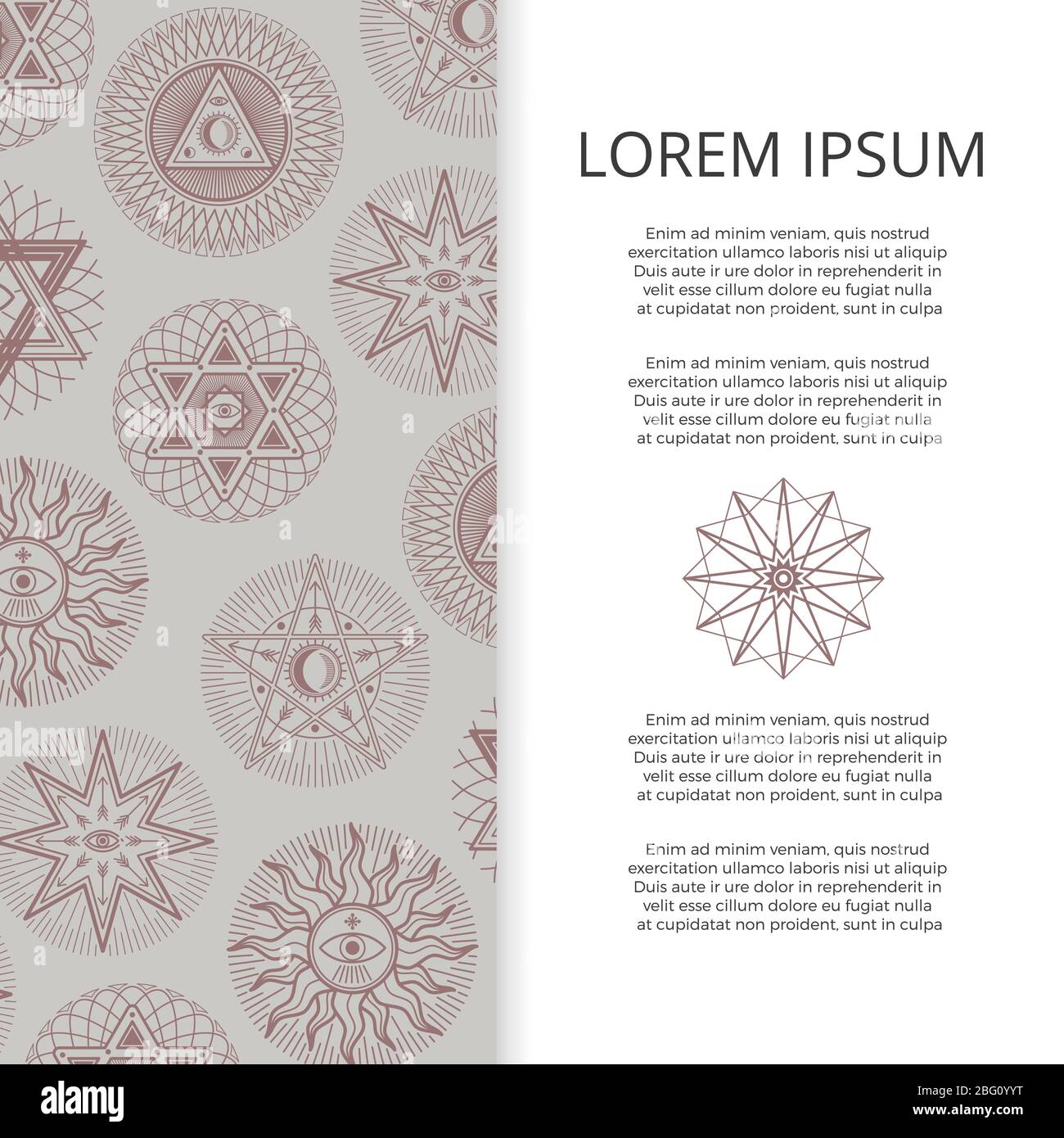 Banner or poster with mystery esoteric elements design. Vector illustration Stock Vector