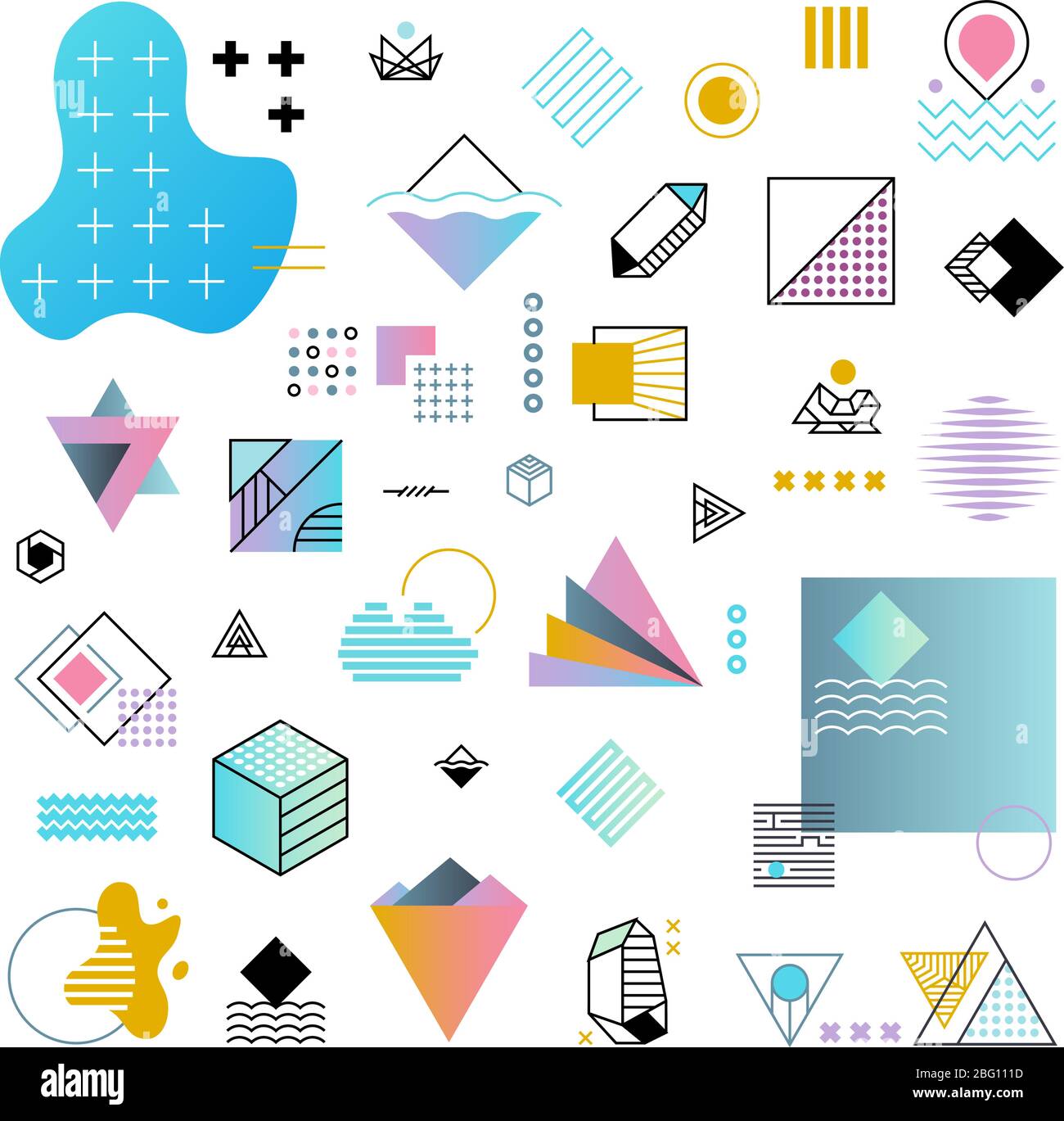 Abstract trendy geometric minimal shapes vector set. Illustration of trendy geometric abstract shape Stock Vector