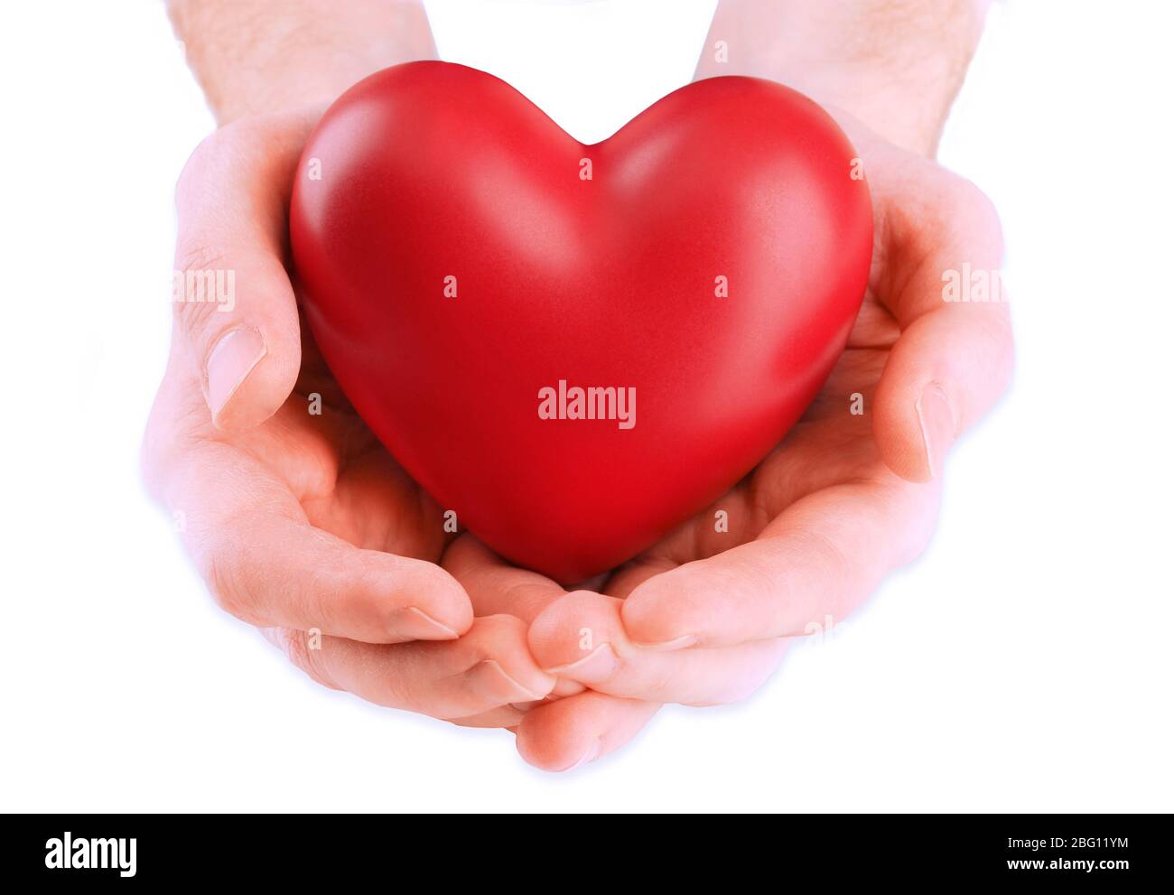 Red heart in man hands, isolated on white Stock Photo - Alamy