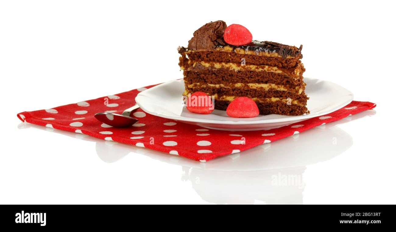 Delicious cake isolated on white Stock Photo