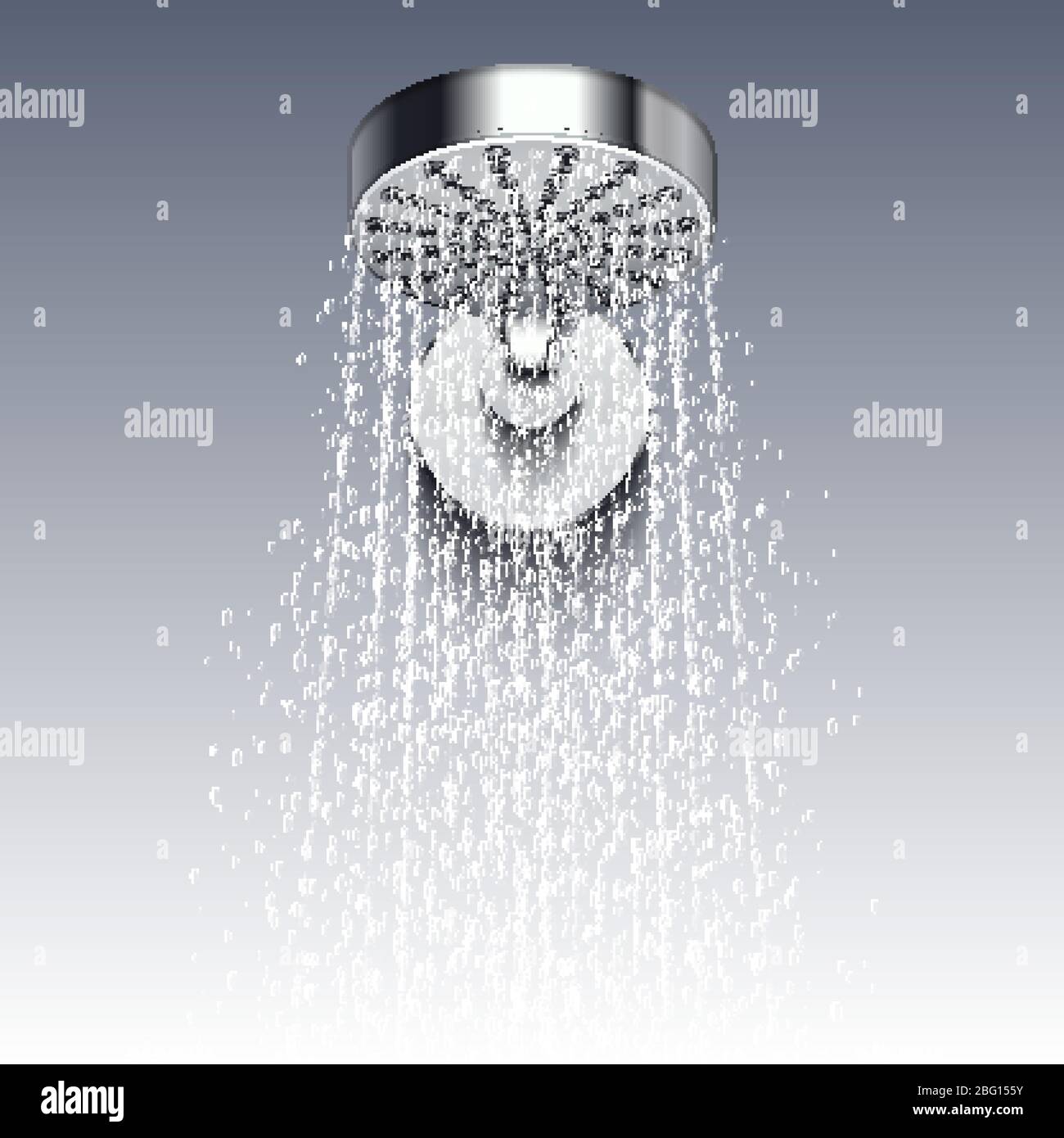 Shower metal head with trickles of water vector illustration isolated