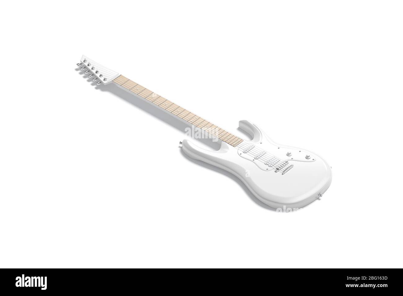 Blank white electric guitar mockup, side view Stock Photo Alamy