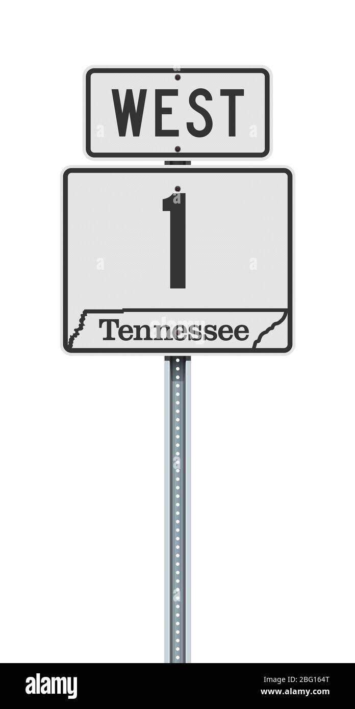 Vector illustration of the Tennessee State Highway road sign on metallic post Stock Vector