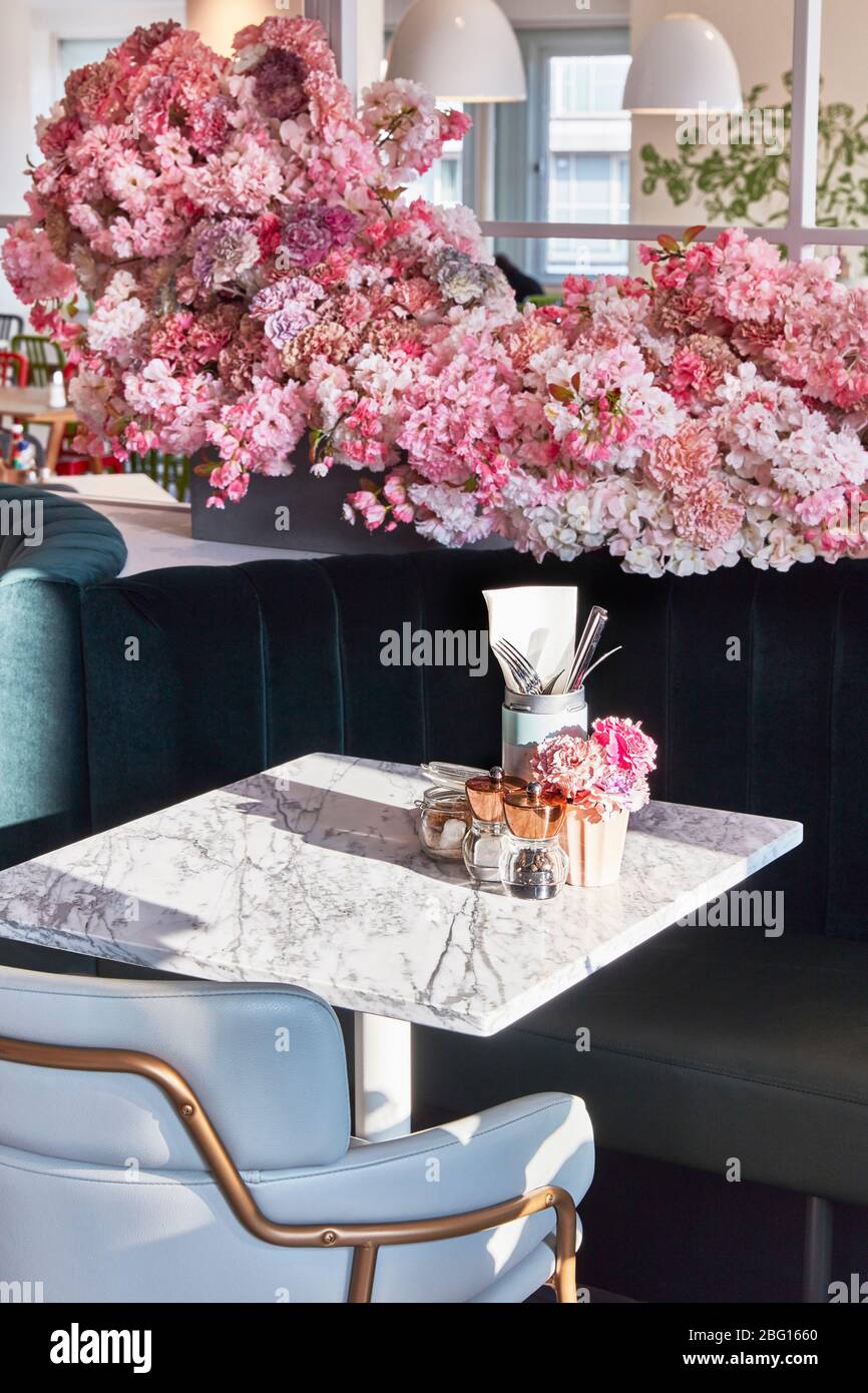 Table detail. EL&N Café Selfridges, London, United Kingdom. Architect